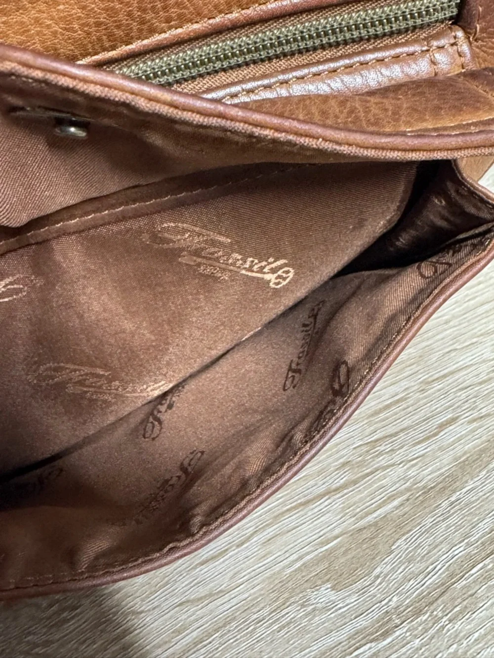 Fossil Vintage Brown Leather Crossbody Organizer Purse